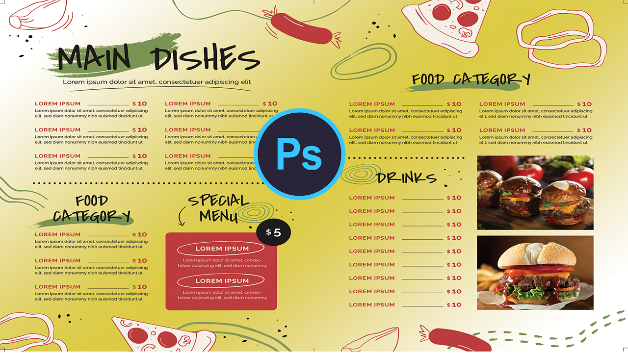 Bifold Food Menu Brochure Templates Free Download In PSD Files