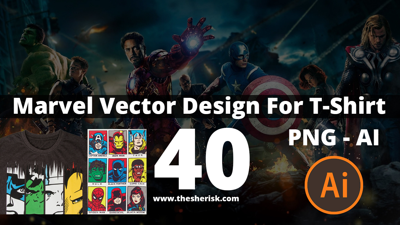 40 Marvel Vector Design For T-Shirt Free Download In PNG & AI Files