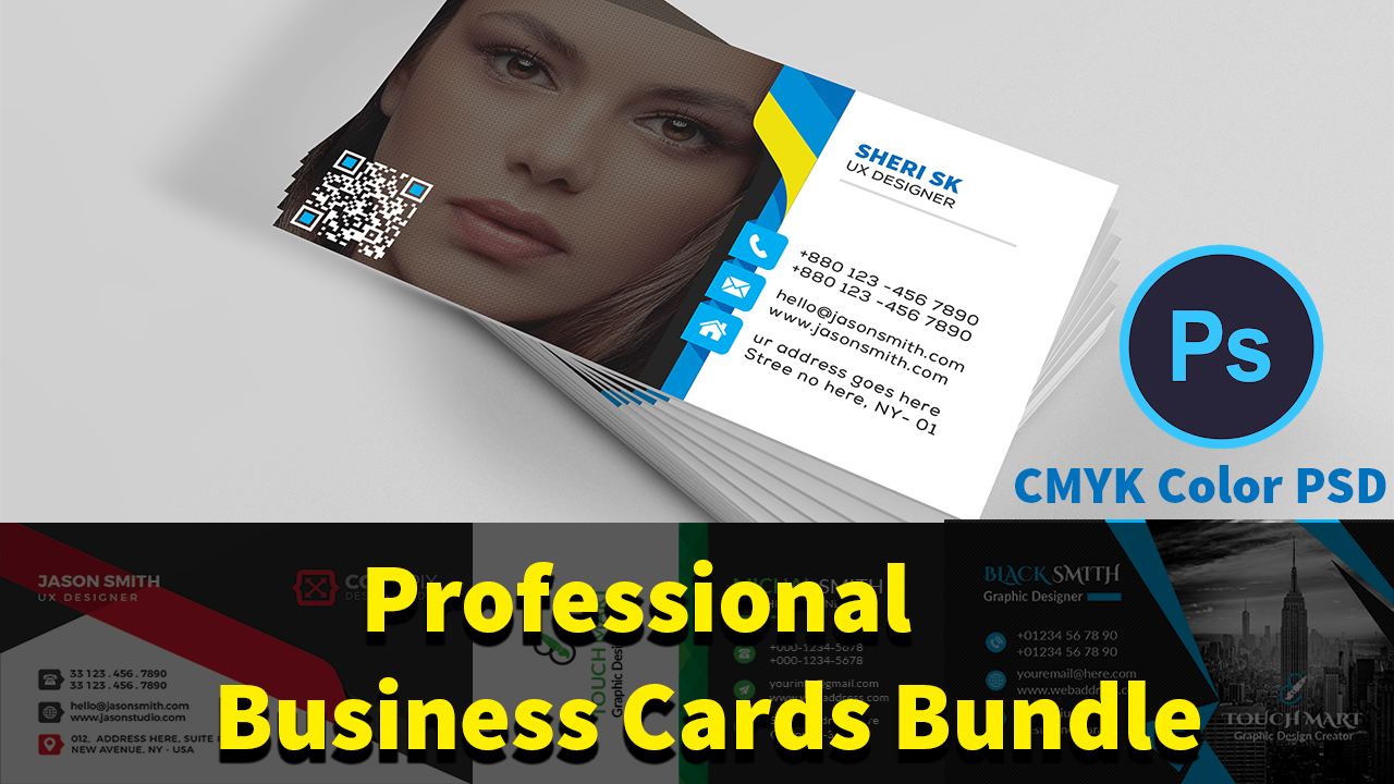 Professional Business Cards Bundle Download In CMYK Color PSD Files