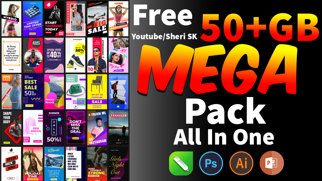 50+ GB Mega Pack Pro Graphics Templates Free Download