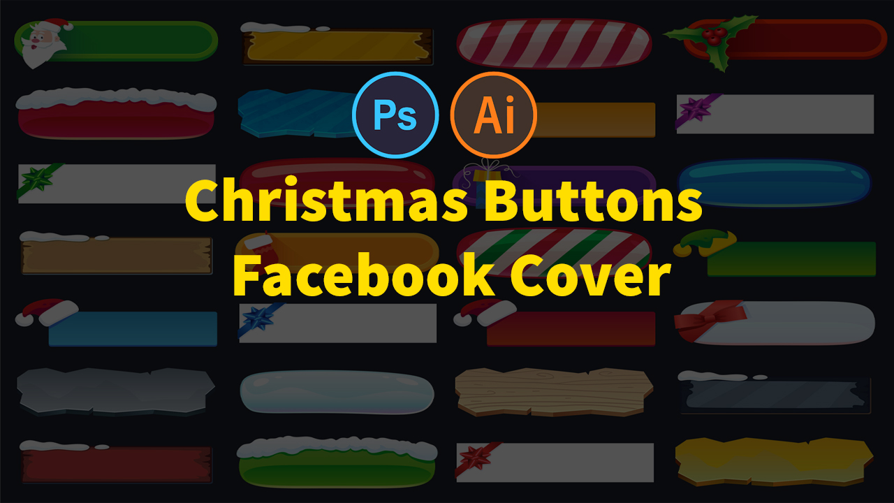 Christmas Buttons for Web and Facebook Cover Templates