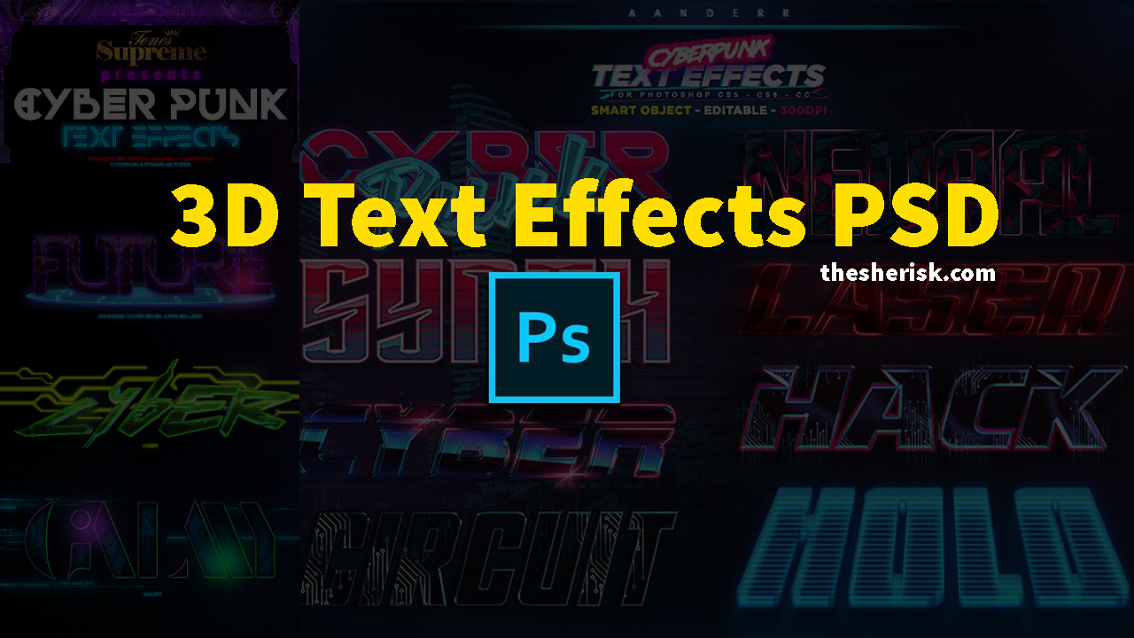 3D Text Effect Templates Download In One Single PSD File