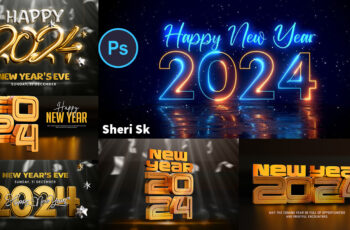 New Year 2024 Background With Stylized 3D Text Download In PSD Files |Sheri Sk|