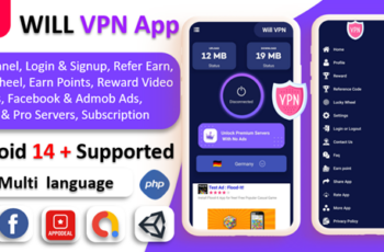 WILL VPN App v10.0 – VPN App With Admin Panel | Secure VPN & Fast VPN | Refer & Earn | Reward Lucky Wheel